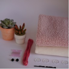 Набор тканей для тела для курса "Миники" Мышка - розовый (ушки молоко)