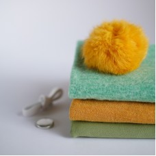 Набор тканей для одежды "Шапка Гномик" цвет - горчица-мята