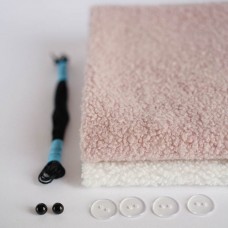 Набор тканей для тела для курса "Миники" Слоник - розовый букле (ушки белые)