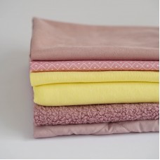 Набор тканей для одежды по курсу "Темины игрушки" (куртка, свитшот, штаны) - пудра с желтым