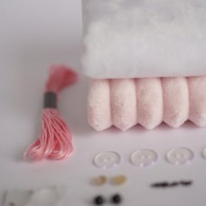 Набор тканей для тела для курса "Зайка" белый (ушки розовый)