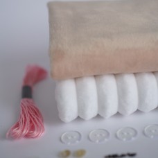 Набор тканей для тела для курса "Зайка" телесный - ушки белые (узкий мех)