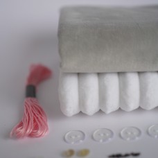 Набор тканей для тела для курса "Зайка" серый - ушки белые (узкий мех)