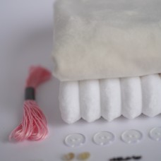 Набор тканей для тела для курса "Зайка" молочный - ушки белые (узкий)