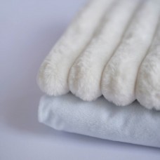 Набор тканей для тела для курса "Зайка" голубой - ушки белые (мех широкий)