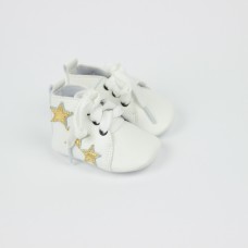Ботинки белые на шнурках 11 см с золотыми звездами