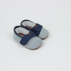 Туфли текстильные 11 см в бело-синюю полоску
