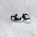 Кеды черно-белые на липучке с декоративной шнуровкой 11 см
