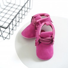 Сапожки замшевые с бахромой. 11 см. ЦВЕТ - фуксия