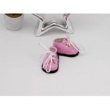 Ботинки кукольные 5 см розовые лаковые на шнурках