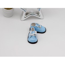 Ботинки кукольные 5 см лаковые голубые на шнурках