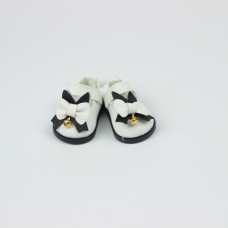 Туфли кукольные 5 см с бантиком (зайки) - цвет черный с белым