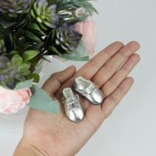 Сандалии для кукол 4,5 см - цвет серебро металлик