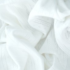 Трикотаж ажурный ромбики косые палочки. Цвет белый.