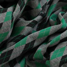 Трикотаж вязанный ромбик. Цвет - зелёный/серый